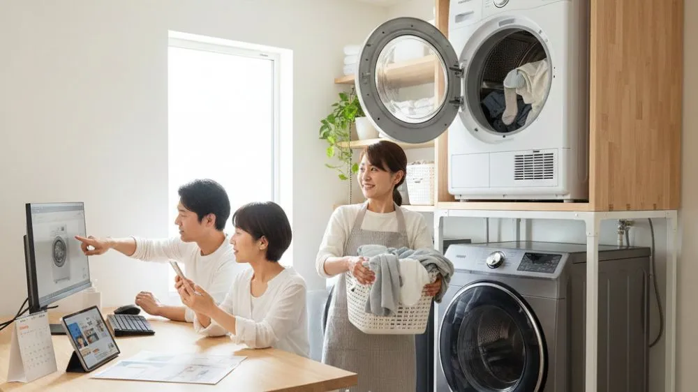 乾太くんを洗濯機の上に設置！高さや圧迫感の対策と専用台選び