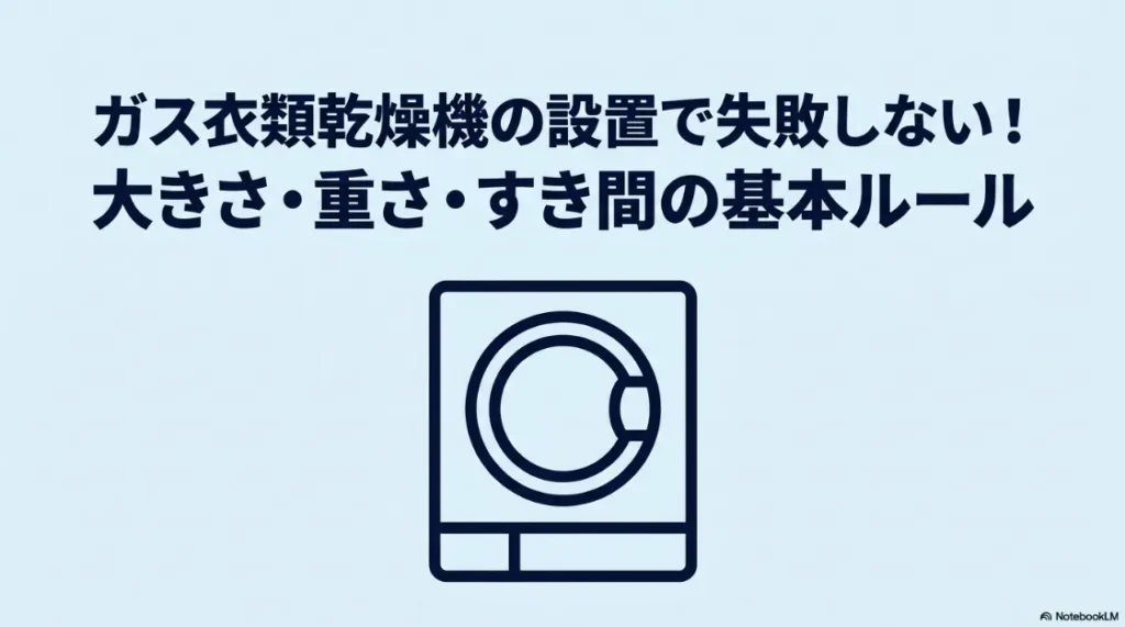 ガス衣類乾燥機「乾太くん」の設置で失敗しないための大きさ・重さ・すき間の基本ルール。