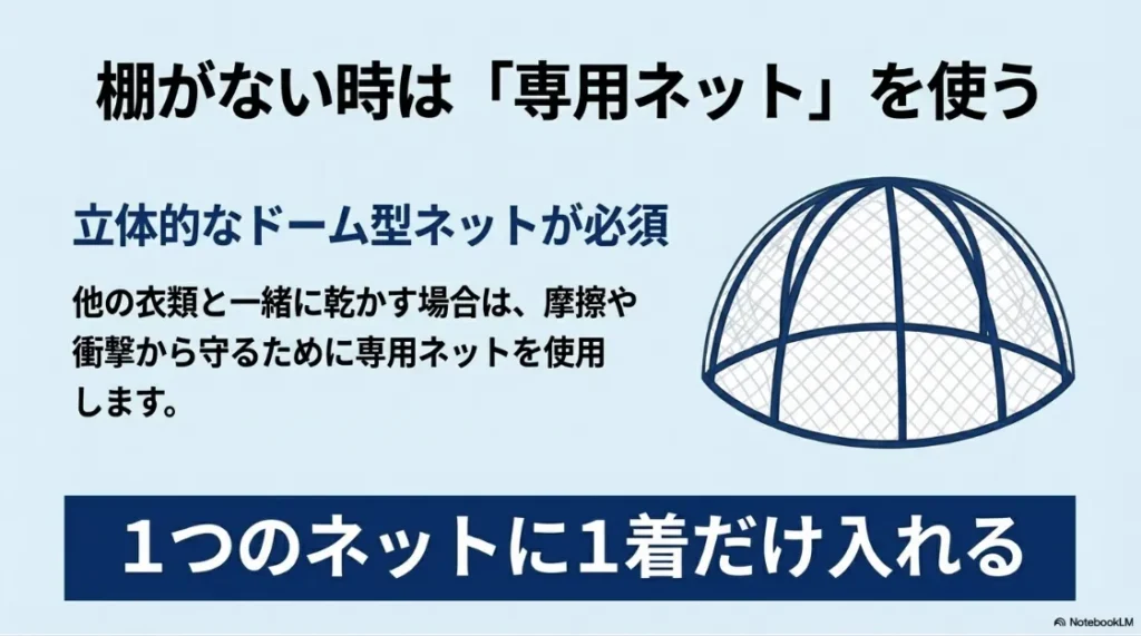 棚がない時に使用する立体的なドーム型ブラジャー専用洗濯ネット