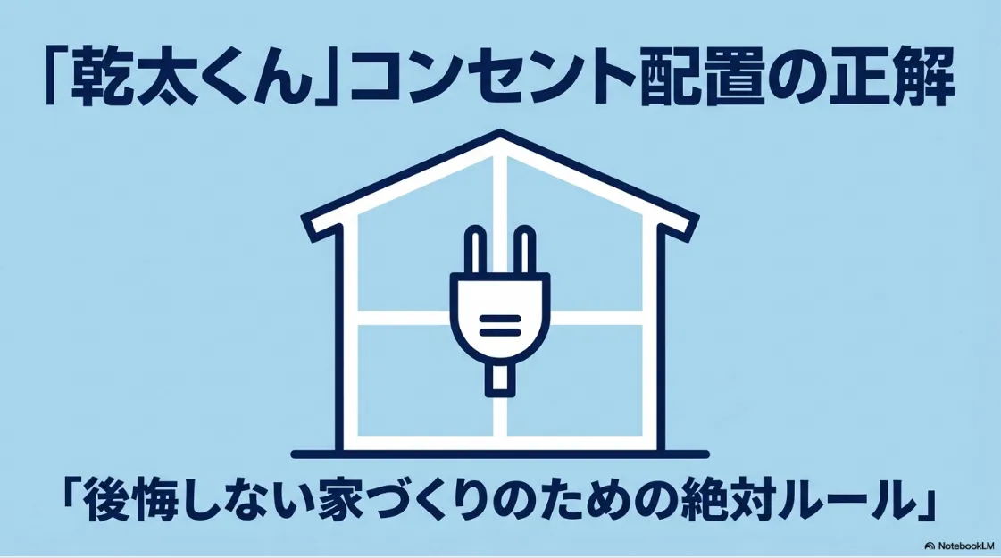 乾太くんコンセント配置の正解と書かれた、家と電源プラグのアイコン画像