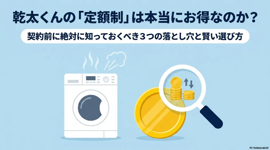 乾太くんの定額制で契約前に確認したい3つの落とし穴と選び方を示すスライド