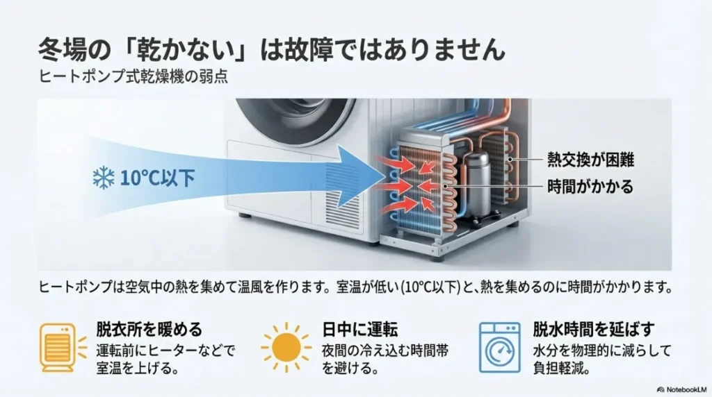 縦型洗濯機が乾燥中に水を使って湿気を取る仕組みと注意点