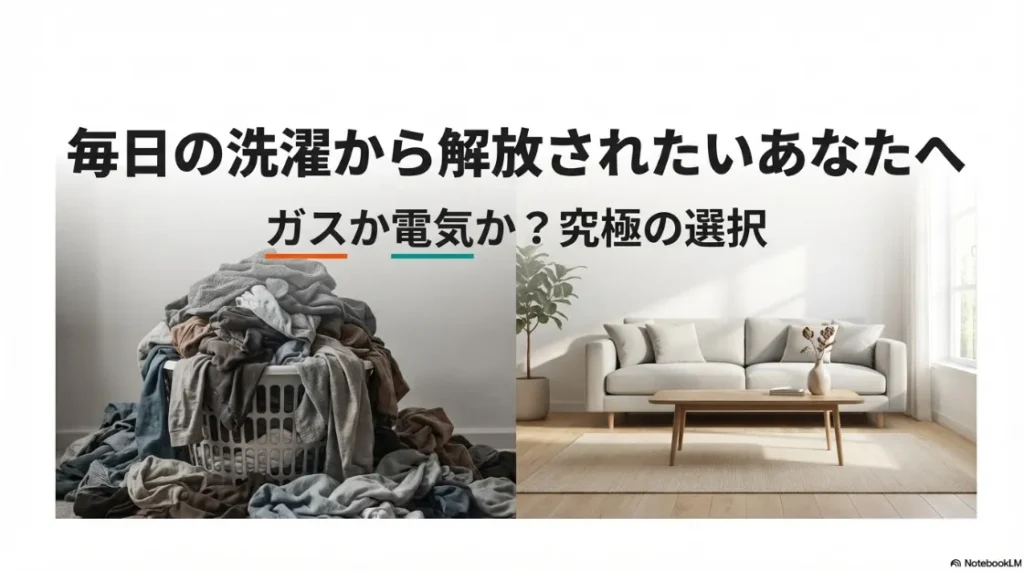 毎日の洗濯から解放されたい方へ、ガス式と電気式乾燥機の比較ガイドの表紙画像