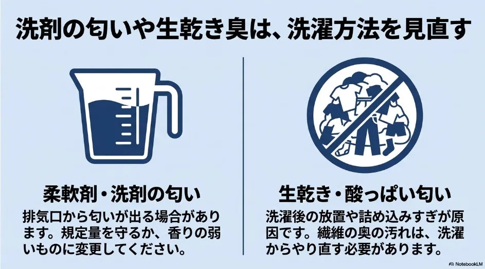 乾太くんの排気に含まれる洗剤や柔軟剤の匂いと衣類の生乾き臭への対処