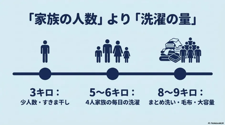 乾太くんの3kg・5kg・6kg・8kg・9kgを洗濯量から選ぶ目安