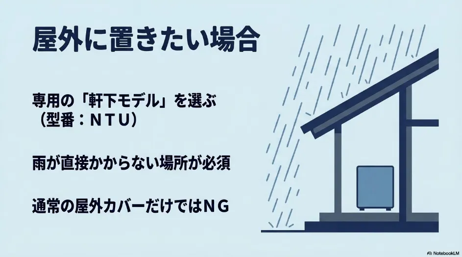 乾太くんを屋外へ設置する場合に選ぶNTU型番の軒下設置用モデル